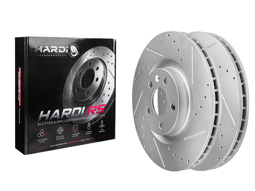 Передний тормозной диск Hardi RS с перфорацией и насечками в покрытии GEOMET
