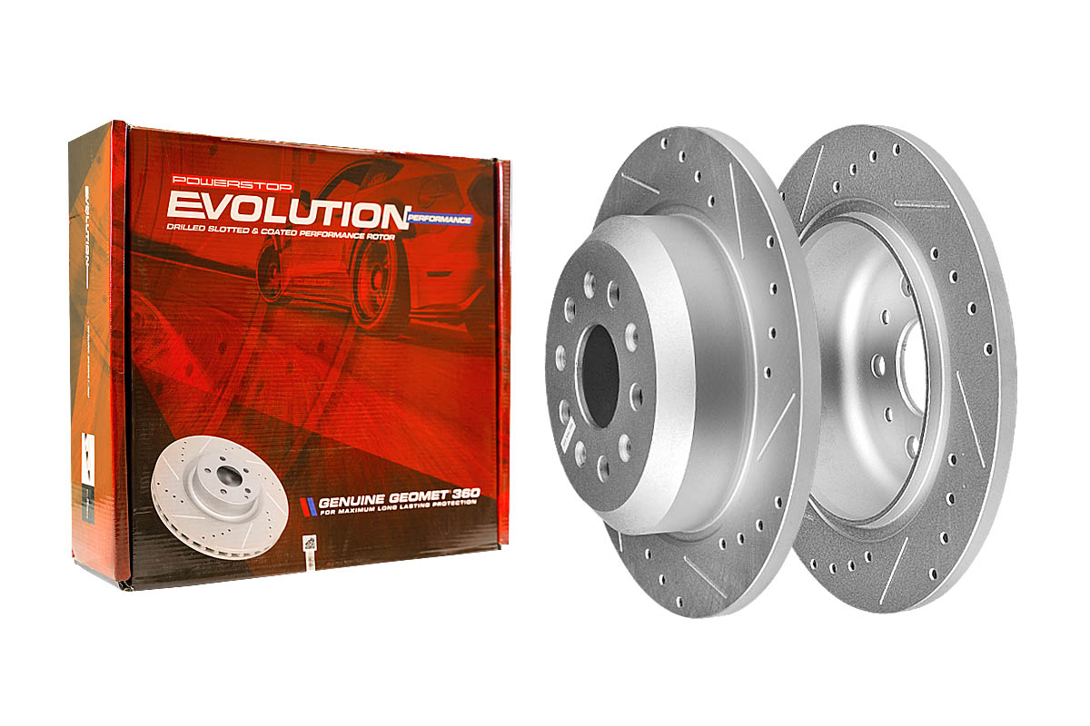 Задний тормозной диск Evolution с перфорацией и насечками, в покрытии GEOMET для Jeep Wrangler (JL)