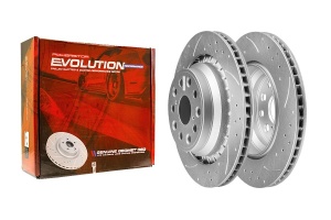 Задний левый тормозной диск Evolution с перфорацией и насечками, в покрытии GEOMET