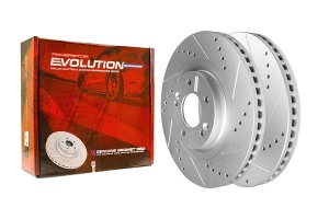 Передний тормозной диск Evolution с перфорацией и насечками в покрытии GEOMET для Hyundai Santa Fe III, Kia Sorento II, III