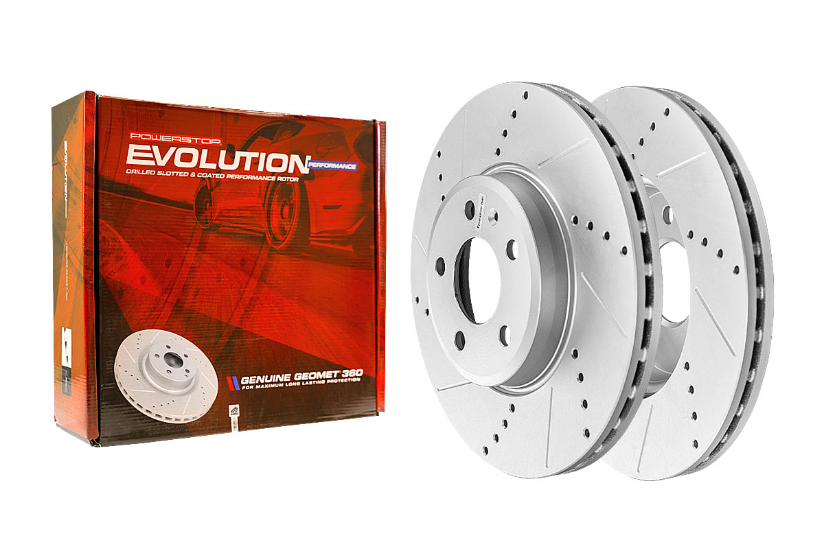 Передний тормозной диск Evolution с перфорацией и насечками в покрытии GEOMET для Audi A4 (B8), A5 (8T), Q5 (8R)