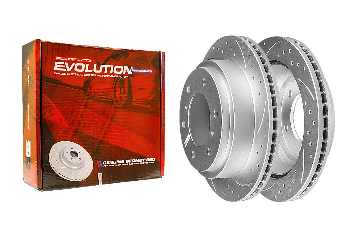 Задний тормозной диск Evolution с перфорацией и насечками, в покрытии GEOMET для Mitsubishi Pajero, Pajero Sport