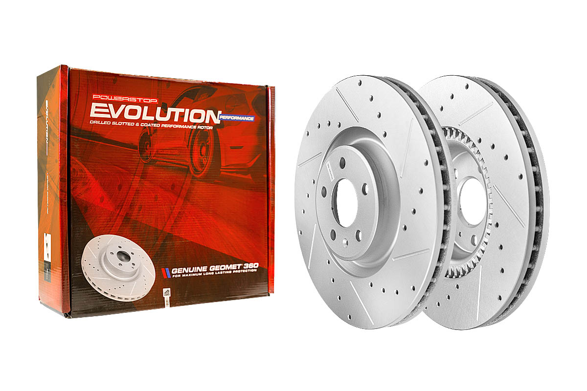 Передний тормозной диск Evolution с перфорацией и насечками в покрытии GEOMET для Audi A4, A5, A6, A7, Q5, Porsche Macan