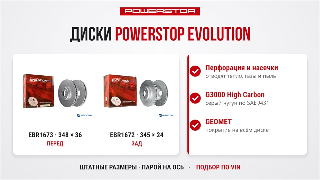 Тормозные диски PowerStop Evolution EBR1673 и EBR1672 для BMW X5, X6 и X7