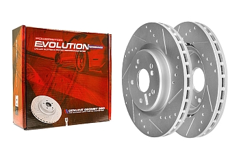 Передний тормозной диск Evolution с перфорацией и насечками, в покрытии GEOMET для Acura RDX, Honda Accord, Civic