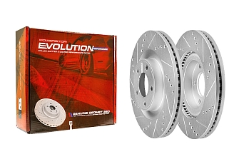 Передний тормозной диск Evolution с перфорацией и насечками в покрытии GEOMET для Ford Edge I, Mazda CX-7 I, CX-9 I