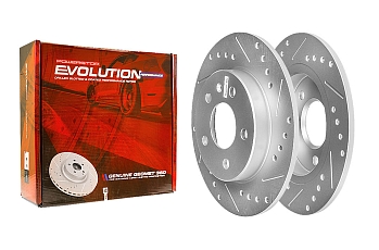 Задний тормозной диск Evolution с перфорацией и насечками в покрытии GEOMET для Chery Tiggo 4, 4 Pro, OMODA C5