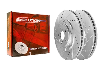 Передний левый тормозной диск Evolution с перфорацией и насечками в покрытии GEOMET для Lexus IS, GS, RC, Toyota Crown