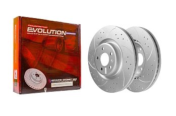 Передний тормозной диск Evolution с перфорацией и насечками в покрытии GEOMET для Audi A4, A5, A6, A7, A8, Q5, Q7, Porsche Macan