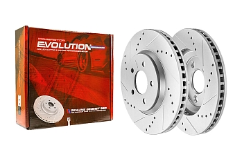 Передний тормозной диск Evolution с перфорацией и насечками в покрытии GEOMET для Ford Mustang 2005-2014