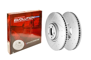 Передний левый тормозной диск Evolution с перфорацией и насечками в покрытии GEOMET для BMW X5 M, X6 M 2008-2014