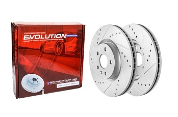Передний тормозной диск Evolution с перфорацией и насечками в покрытии GEOMET для Cadillac CTS 6D_69