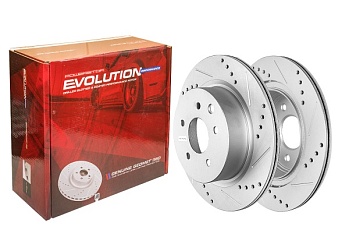 Задний тормозной диск Evolution с перфорацией и насечками в покрытии GEOMET для Nissan 350Z Z33 CABRIO