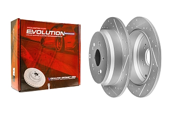 Задний тормозной диск Evolution с перфорацией и насечками, в покрытии GEOMET ддя Acura RDX, Honda CR-V, Odyssey