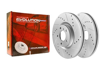 Передний тормозной диск Evolution с перфорацией и насечками в покрытии GEOMET для Nissan 350Z Z33 CABRIO