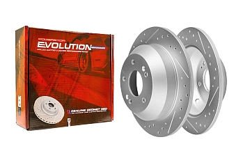 Задний тормозной диск Evolution с перфорацией и насечками в покрытии GEOMET для Hyundai Santa Fe III, Kia Sorento II