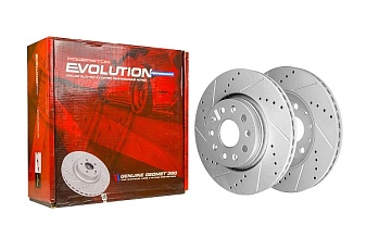 Передний тормозной диск Evolution с перфорацией и насечками в покрытии GEOMET для Jeep GLADIATOR JT