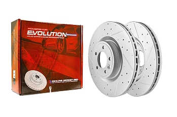 Передний тормозной диск Evolution с перфорацией и насечками в покрытии GEOMET для Land Rover Discovery V, Range Rover IV