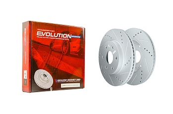 Передний тормозной диск Evolution с перфорацией и насечками в покрытии GEOMET для GMC SIERRA 1500 TK10543
