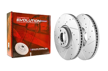 Передний тормозной диск Evolution с перфорацией и насечками в покрытии GEOMET для BMW X5 (E70, F15), X6 (E71, F16) правый