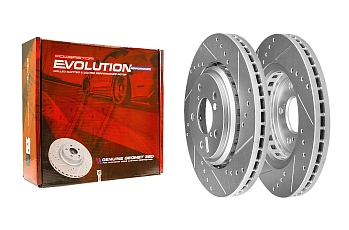Передний тормозной диск Evolution с перфорацией и насечками, в покрытии GEOMET для Acura MDX, Honda Odyssey, Passport, Pilot, Ridgeline
