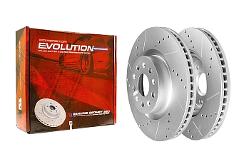 Передний тормозной диск Evolution с перфорацией и насечками в покрытии GEOMET для Cadillac CT6, CTS, Chevrolet Camaro