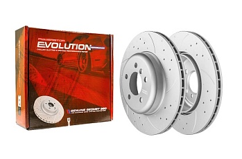 Передний тормозной диск Evolution с перфорацией и насечками в покрытии GEOMET для BMW X5 25d KS04