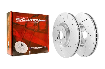 Передний тормозной диск Evolution с перфорацией и насечками в покрытии GEOMET для Geely Monjaro, Volvo S60 III, S90 II, V60 II, V90 II, XC40 I, XC60 II, XC90 II