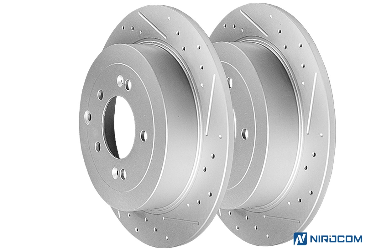 Задний тормозной диск Evolution с перфорацией и насечками в покрытии GEOMET для Hyundai Tucson, Kia Sportage