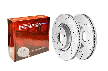 Передний тормозной диск Evolution с перфорацией и насечками в покрытии GEOMET для Mazda 6 2018+, CX-5 2016+, CX-9 2016+