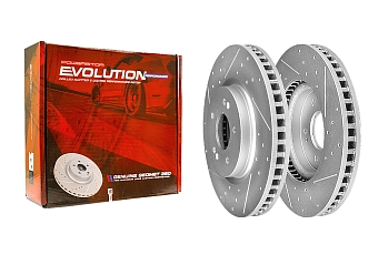 Передний тормозной диск Evolution с перфорацией и насечками, в покрытии GEOMET для Hyundai Tucson, Kia K5, Sportage