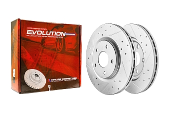 Передний тормозной диск Evolution с перфорацией и насечками в покрытии GEOMET для Chrysler Pacifica, Voyager, Dodge Caravan, Journey