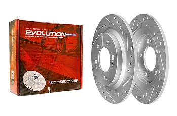 Задний тормозной диск Evolution с перфорацией и насечками, в покрытии GEOMET для Hyundai Elantra, Sonata, Kia Optima