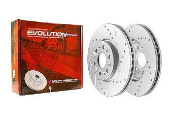 Передний тормозной диск Evolution с перфорацией и насечками в покрытии GEOMET для Chevrolet Blazer 2018+, Traverse 2017+