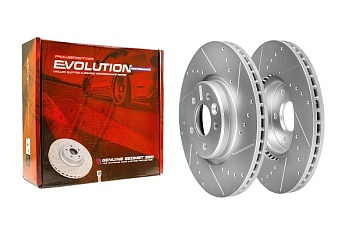 Передний тормозной диск Evolution с перфорацией и насечками в покрытии GEOMET для Volvo C30 MK
