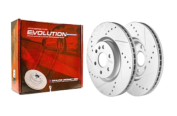 Передний тормозной диск Evolution с перфорацией и насечками в покрытии GEOMET для Cadillac SRX 2009+