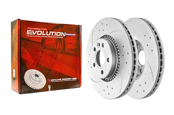 Передний тормозной диск Evolution с перфорацией и насечками в покрытии GEOMET для Volvo S60 II T3