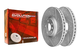 Передний тормозной диск Evolution с перфорацией и насечками, в покрытии GEOMET для Geely Monjaro, Volvo S90, V60, XC40, XC60, XC90
