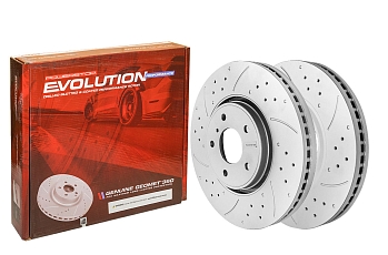 Передний тормозной диск Evolution с перфорацией и насечками в покрытии GEOMET для Infiniti EX, FX, Q60, Q70, QX50, Nissan Skyline Crossover