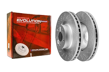 Передний тормозной диск Evolution с перфорацией и насечками, в покрытии GEOMET для Mercedes-Benz C-Класс (W204), E-Класс (W212), SLC (R172), SLK-Класс (R172)