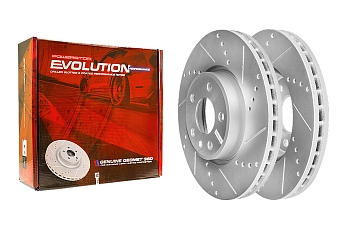 Передний тормозной диск Evolution с перфорацией и насечками, в покрытии GEOMET для Audi A4, A5, A6, A7