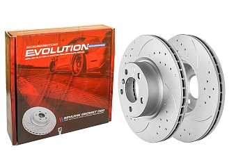 Передний тормозной диск Evolution с перфорацией и насечками в покрытии GEOMET для BMW X3 (F25), X4 (F26)
