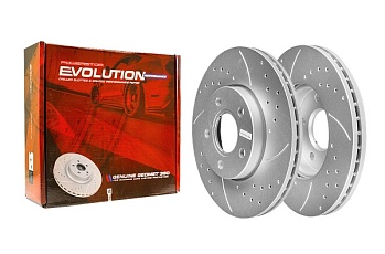 Передний тормозной диск Evolution с перфорацией и насечками в покрытии GEOMET для Volvo C30 _