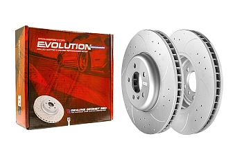 Передний тормозной диск Evolution с перфорацией и насечками в покрытии GEOMET для BMW 5 (F10/F11/F07), 6 (F06/F13/F12), 7 (F01/F02/F04) правый