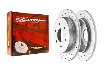 Задний тормозной диск Evolution с перфорацией и насечками в покрытии GEOMET для Infiniti QX56 I, Nissan Armada I, Titan I
