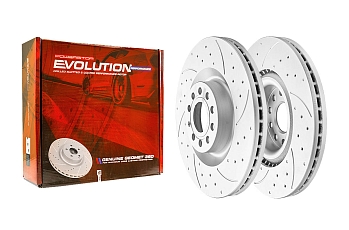 Передний тормозной диск Evolution с перфорацией и насечками в покрытии GEOMET для Audi A3, SEAT Leon, Skoda Superb, Volkswagen Golf, Scirocco