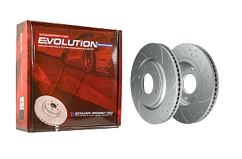 Передний тормозной диск Evolution с перфорацией и насечками в покрытии GEOMET для Infiniti QX56 2010-2013, QX80 2013+