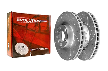 Передний тормозной диск Evolution с перфорацией и насечками, в покрытии GEOMET для Porsche Cayenne 2002-2010, Volkswagen Touareg 2002-2018