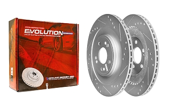 Задний тормозной диск Evolution с перфорацией и насечками в покрытии GEOMET для Genesis G80 2020+, GV70 2020+