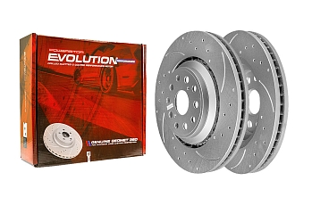 Передний тормозной диск Evolution с перфорацией и насечками, в покрытии GEOMET для Lexus LS 2006-2023